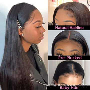 4x1T Front Lace Wig Straight Hair Brazilian Real Hair Lace Closing Wig, Suitable for Women 150% Density Natural Color Hair
